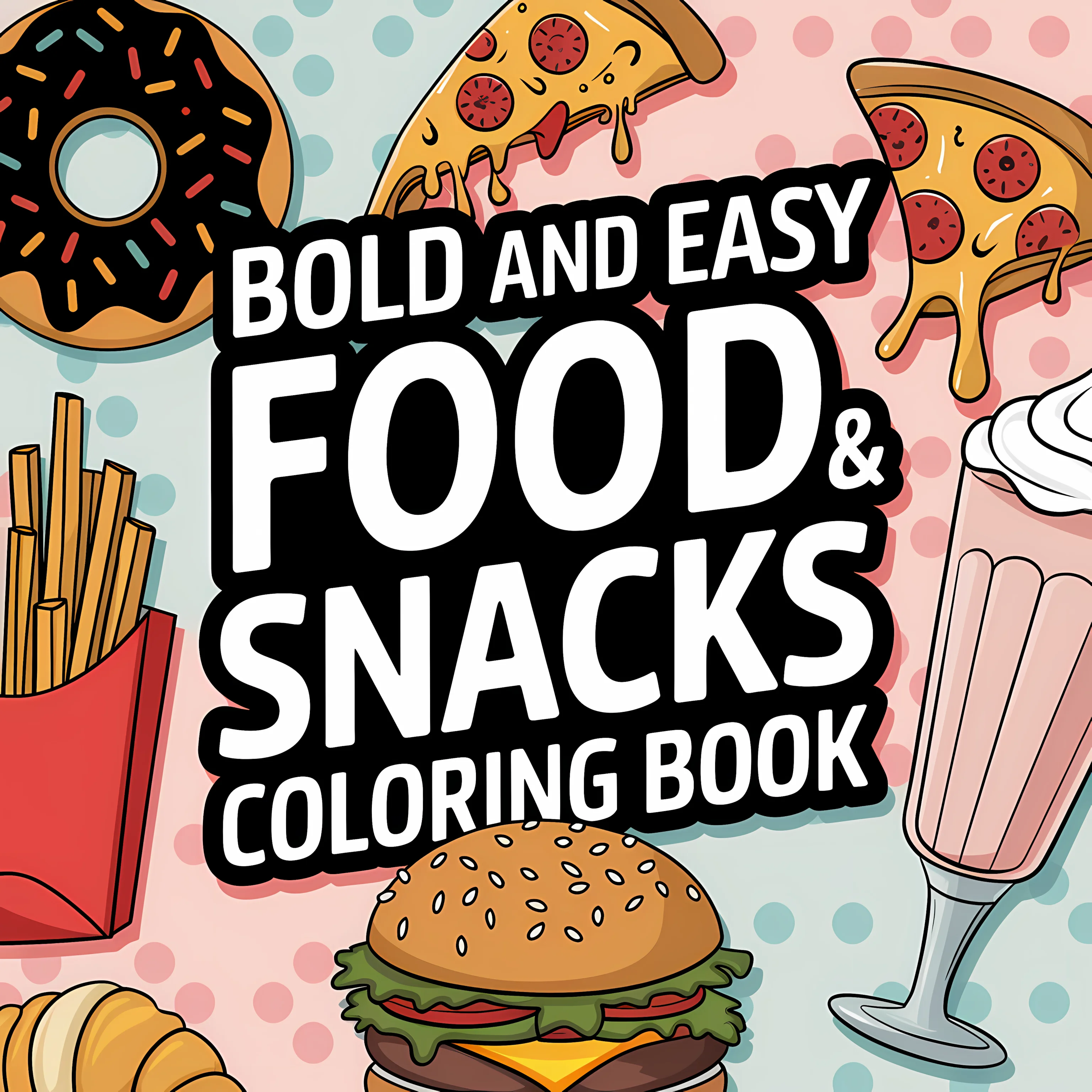 Food Snacks Drawing - كتاب تلوين سهل للأطعمة والوجبات الخفيفة