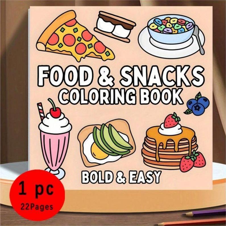 كتاب تلوين جديد بتصميمات الطعا - مراجعة Food Snacks Drawing وسعره