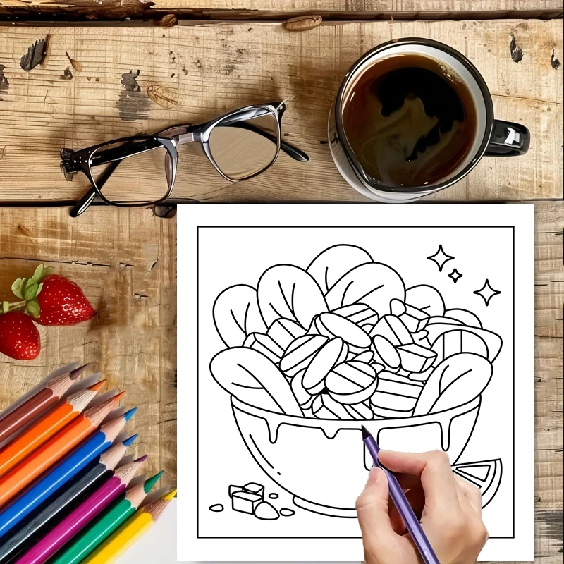 كتاب تلوين سهل للأطعمة والوجبا - مراجعة Food Snacks Drawing وسعره