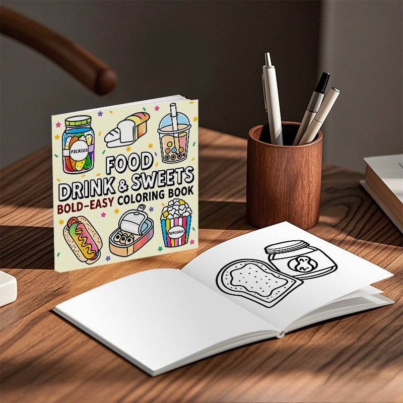 كتاب تلوين سهل وجميل بتصميمات  - مراجعة Food Snacks Drawing وسعره